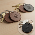 Custom engraved round leather keychains with logo